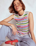 Edie Fair-Isle-Top-Haferbeige Melange, Bunt