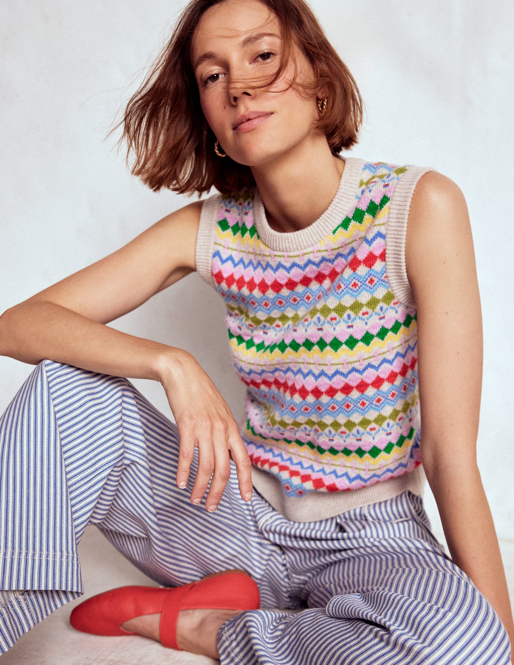 Edie Fair-Isle-Top-Haferbeige Melange, Bunt - Image 1