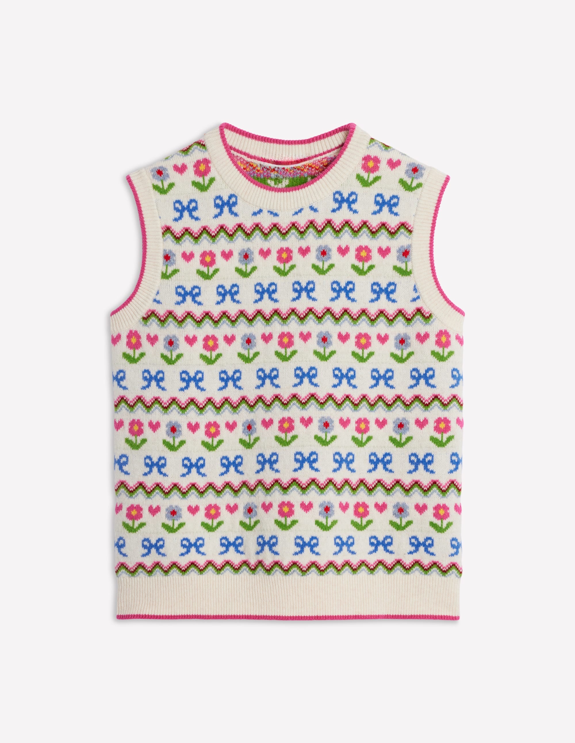Edie Fair-Isle-Top-Haferbeige Meliert, Blumen - Image 6