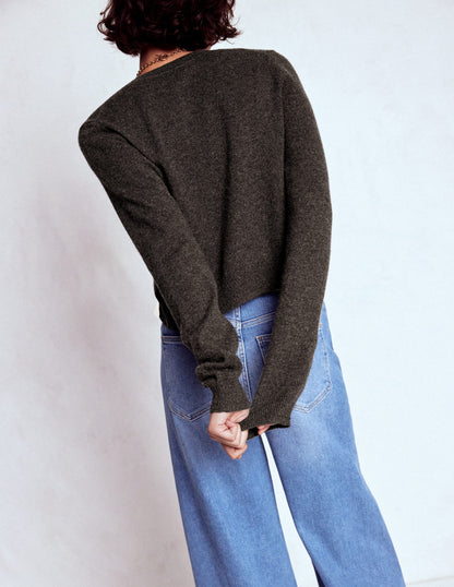 Eva Verkürzte Strickjacke aus Kaschmir-Anthrazit Melange-3