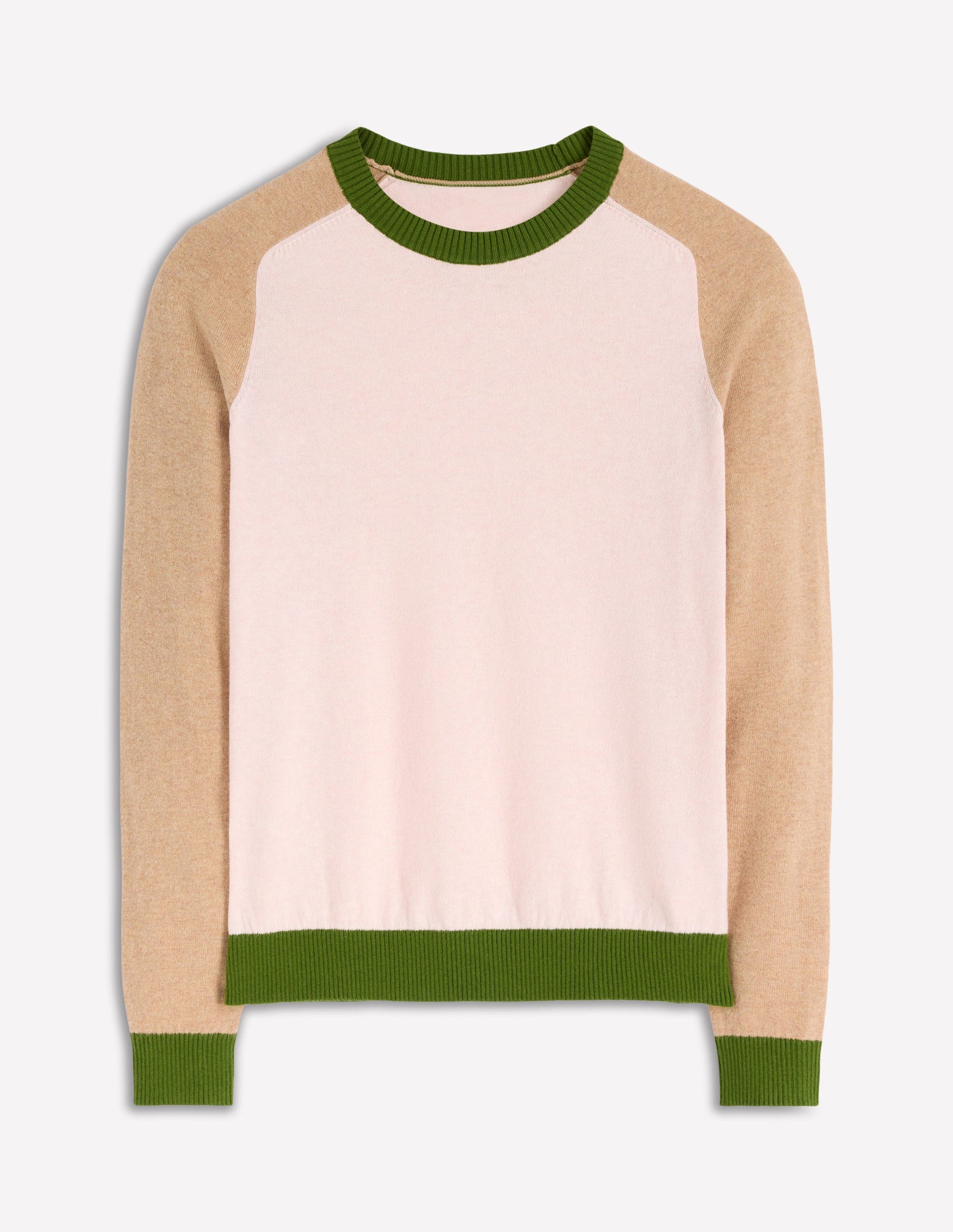 Meg Pullover mit Sattelärmeln-Rosa, Grün Blockfarben-4