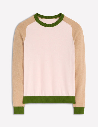Meg Pullover mit Sattelärmeln-Rosa, Grün Blockfarben-4