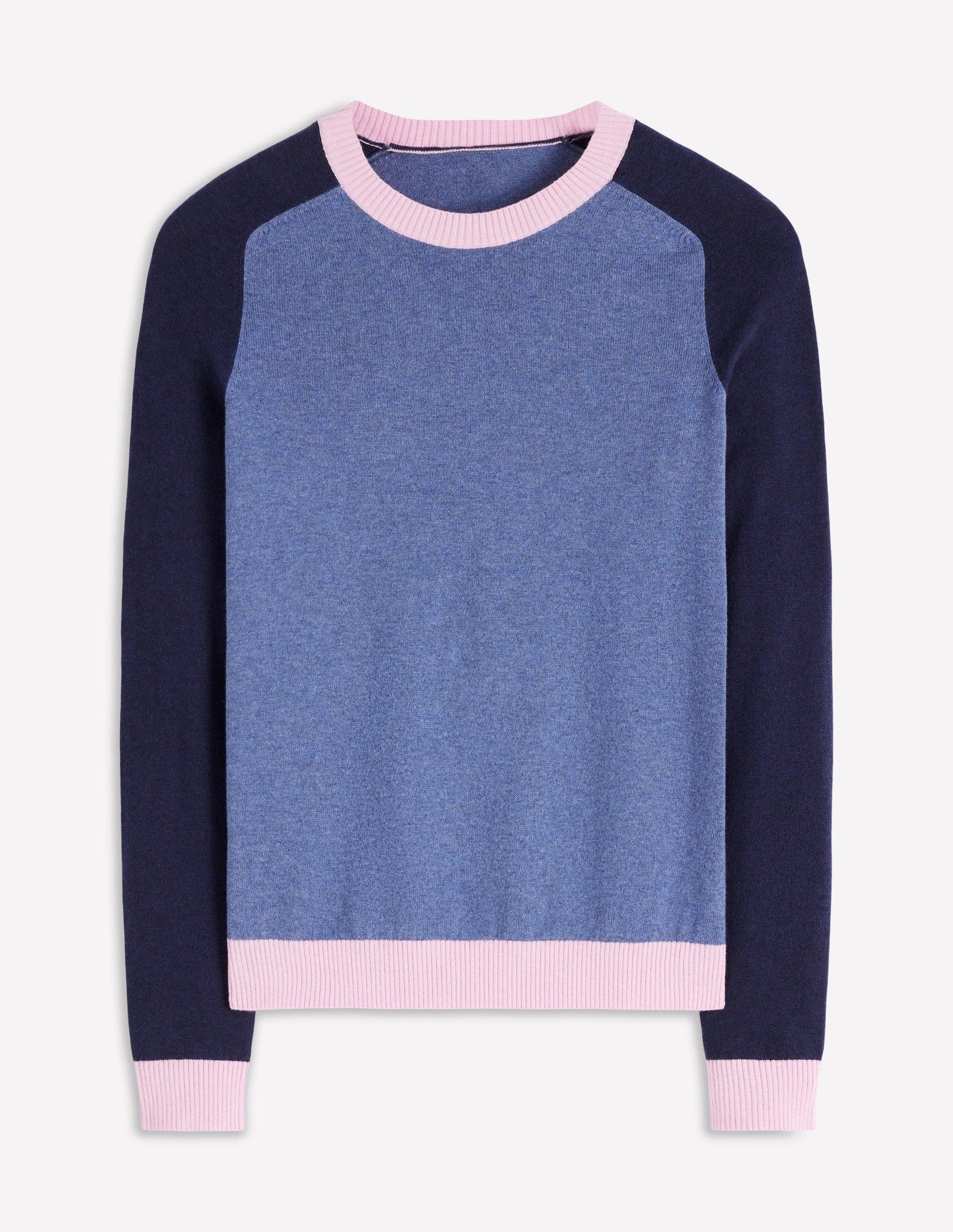 Meg Pullover mit Sattelärmeln-Blau, Rosa Blockfarben-5