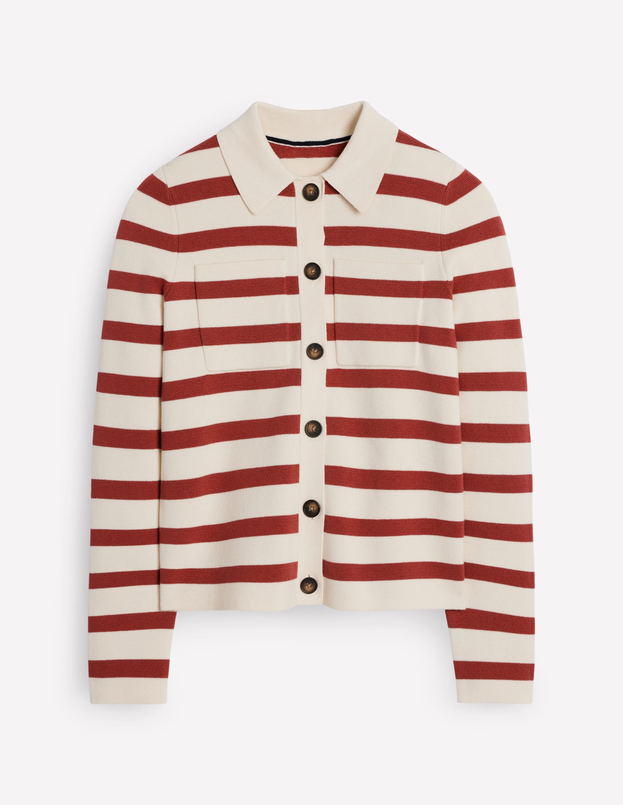 Astrid Knitted Shirt-Warm Ivory, Terracotta - Image 6