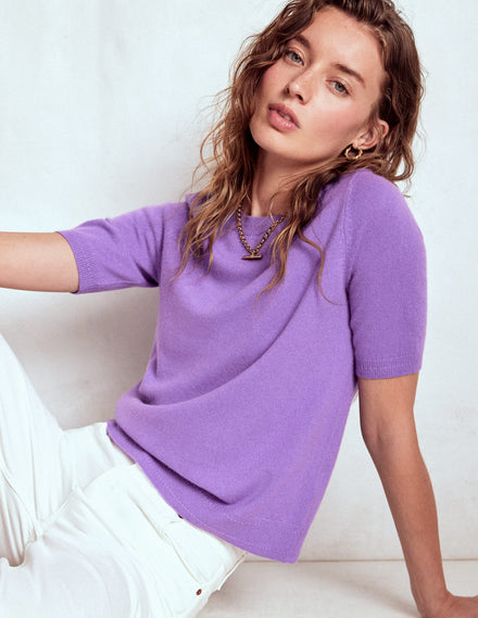 Eva Kaschmir-T-Shirt-Lila Topas