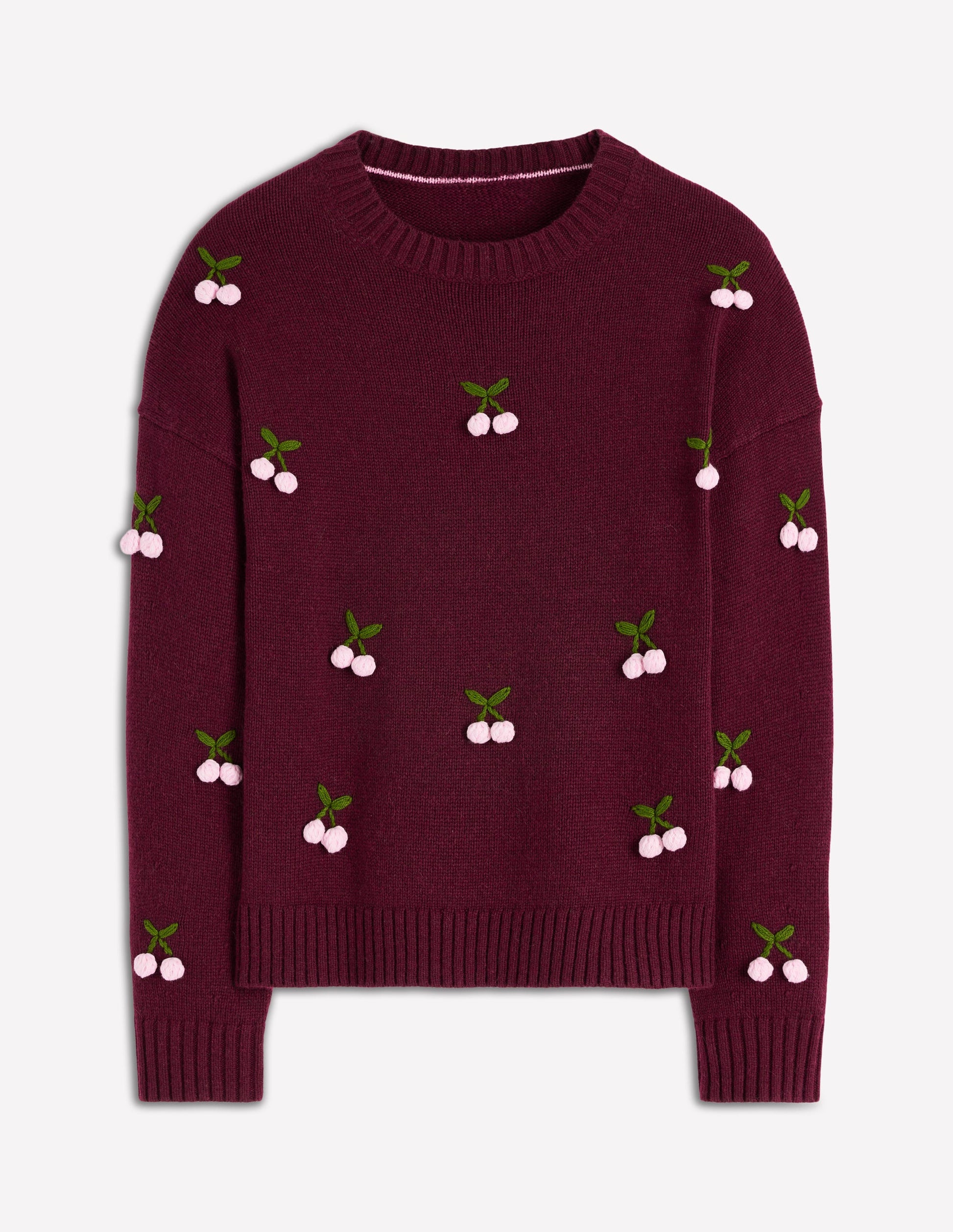 Pull Natalie brodé-Châtaigne chiné, cerise-5
