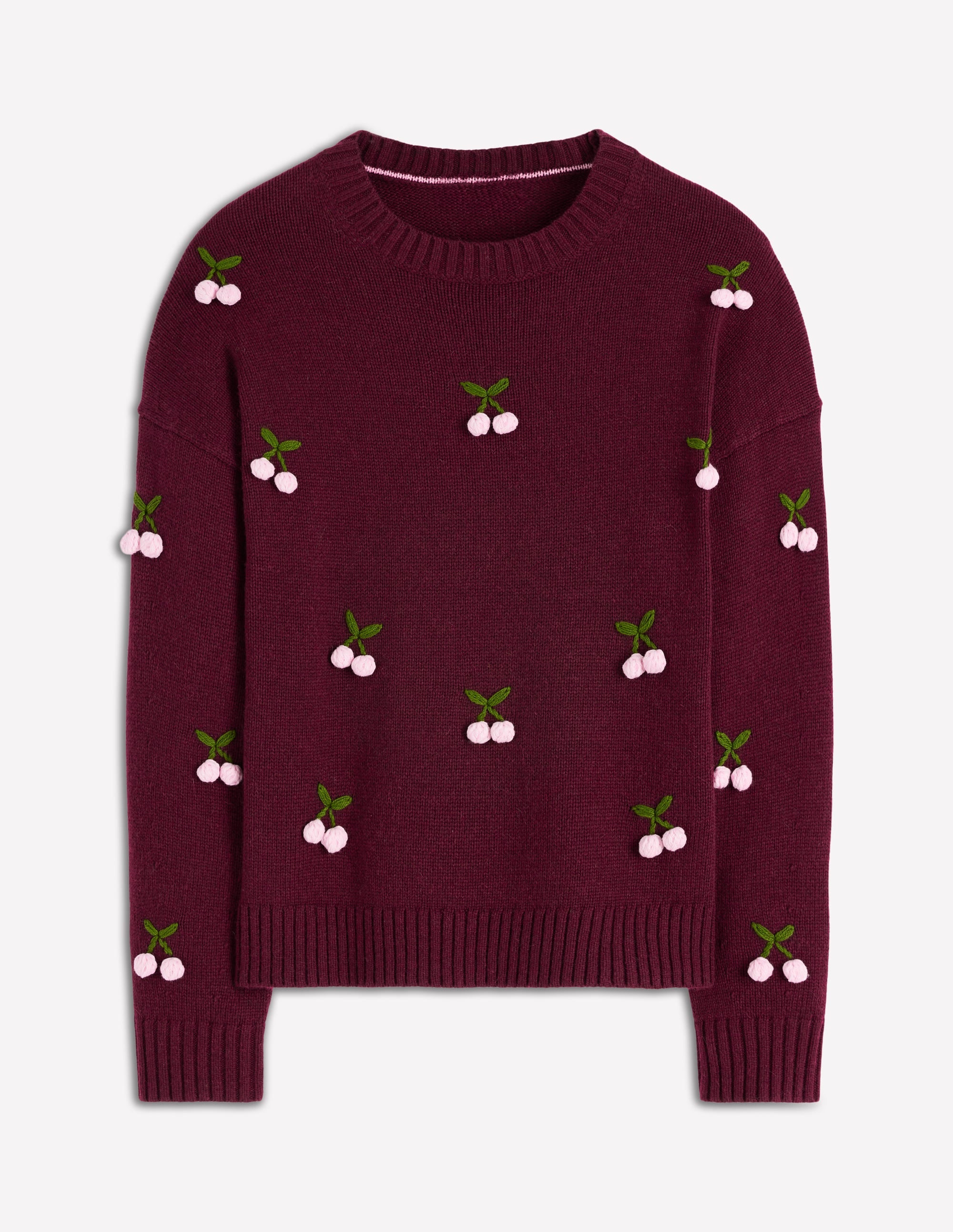 Natalie Pullover mit Stickerei-Kastanie Melange, Kirsche - Image 5