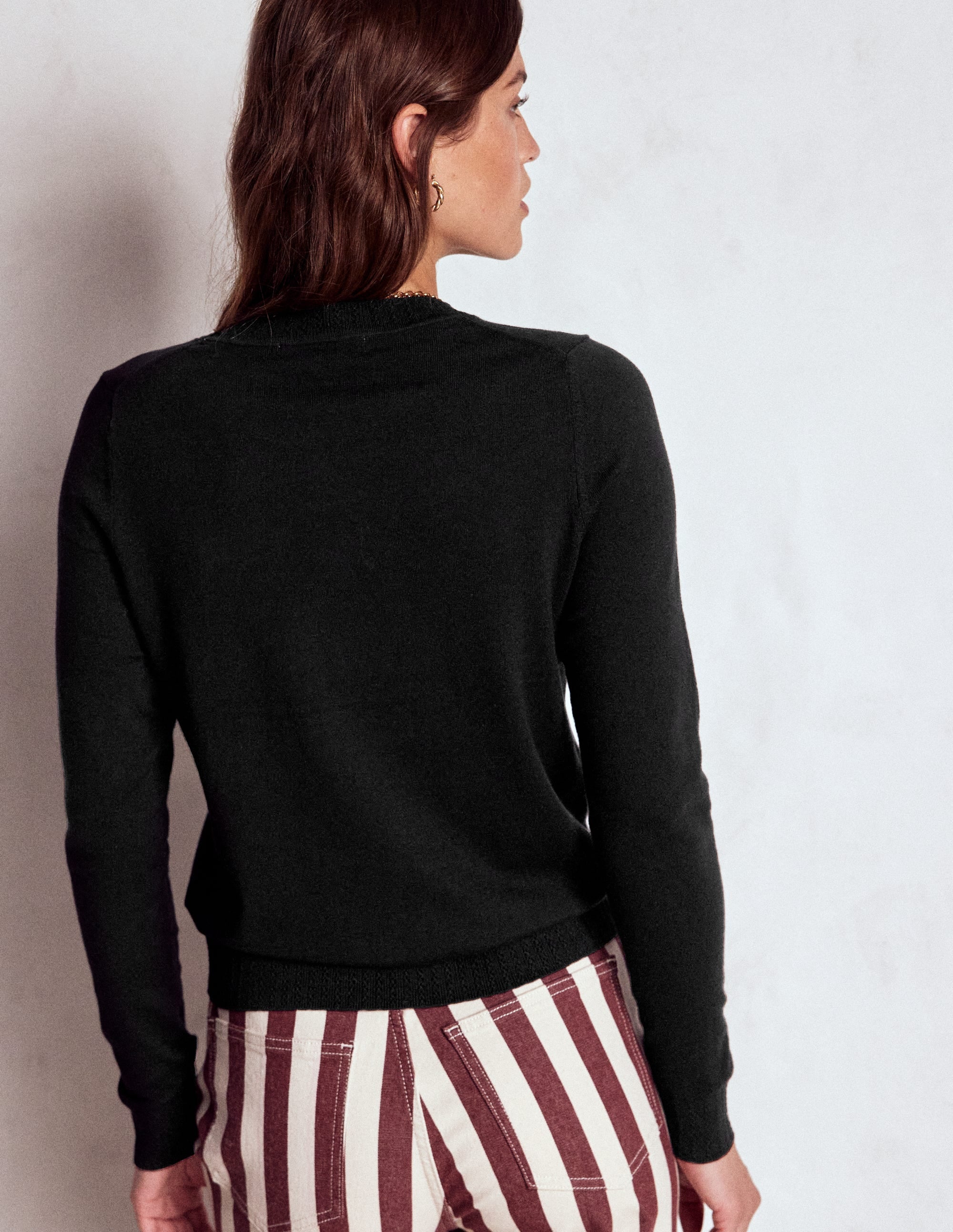 Emilia Baumwollpullover mit Rundhalsausschnitt-Schwarz - Image 3