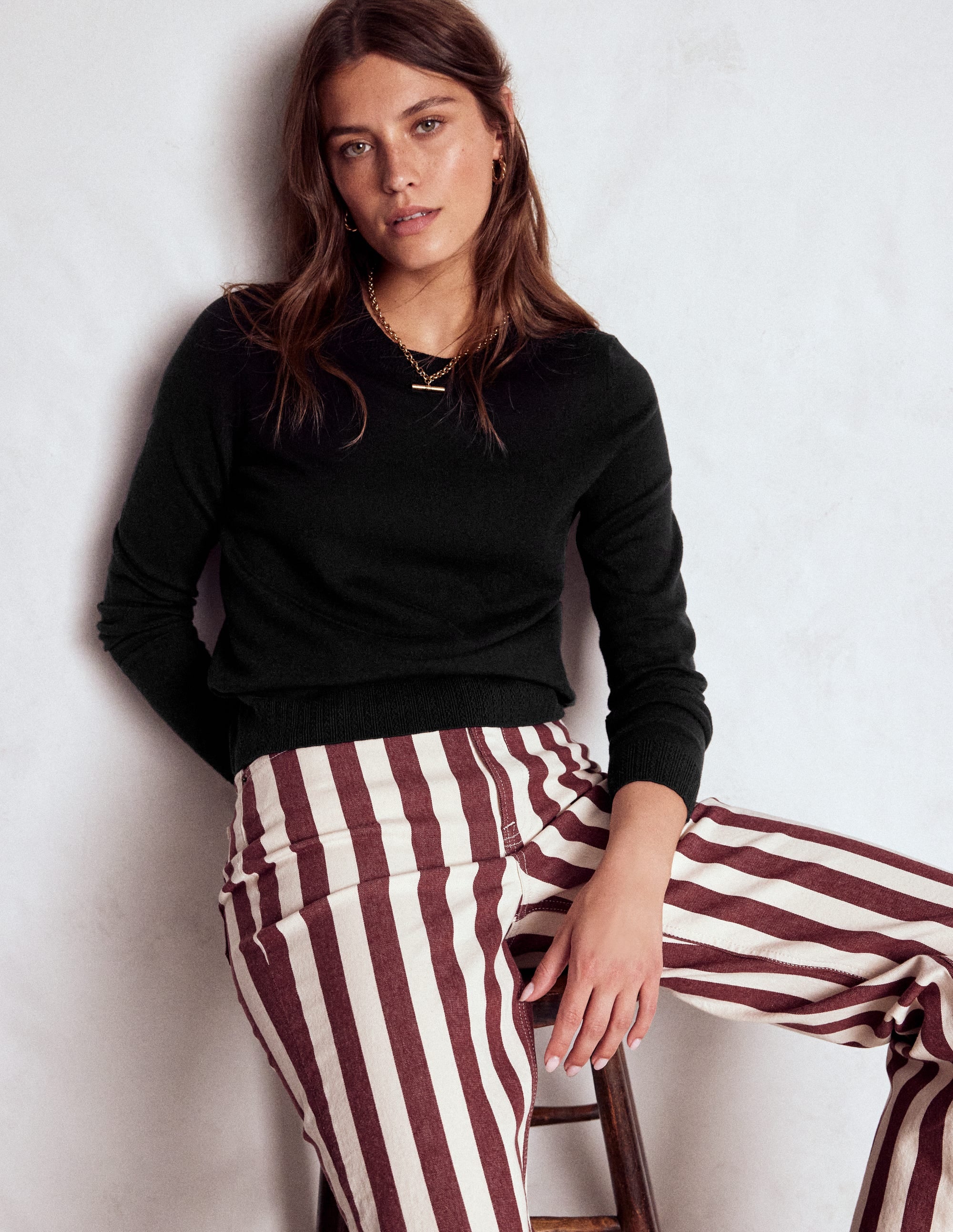 Emilia Baumwollpullover mit Rundhalsausschnitt-Schwarz - Image 4
