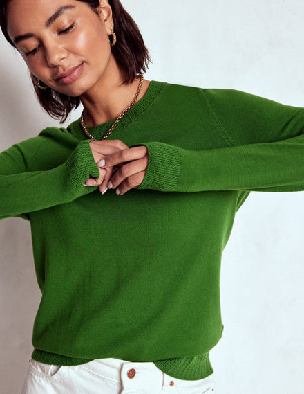 Emilia Baumwollpullover mit Rundhalsausschnitt-Promenadengrün