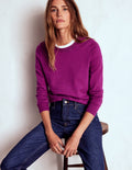 Pull col rond Emilia en coton-Violet royal