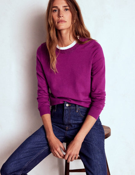 Emilia Baumwollpullover mit Rundhalsausschnitt-Königliches Lila