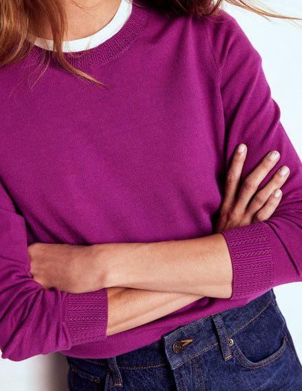 Emilia Baumwollpullover mit Rundhalsausschnitt-Königliches Lila