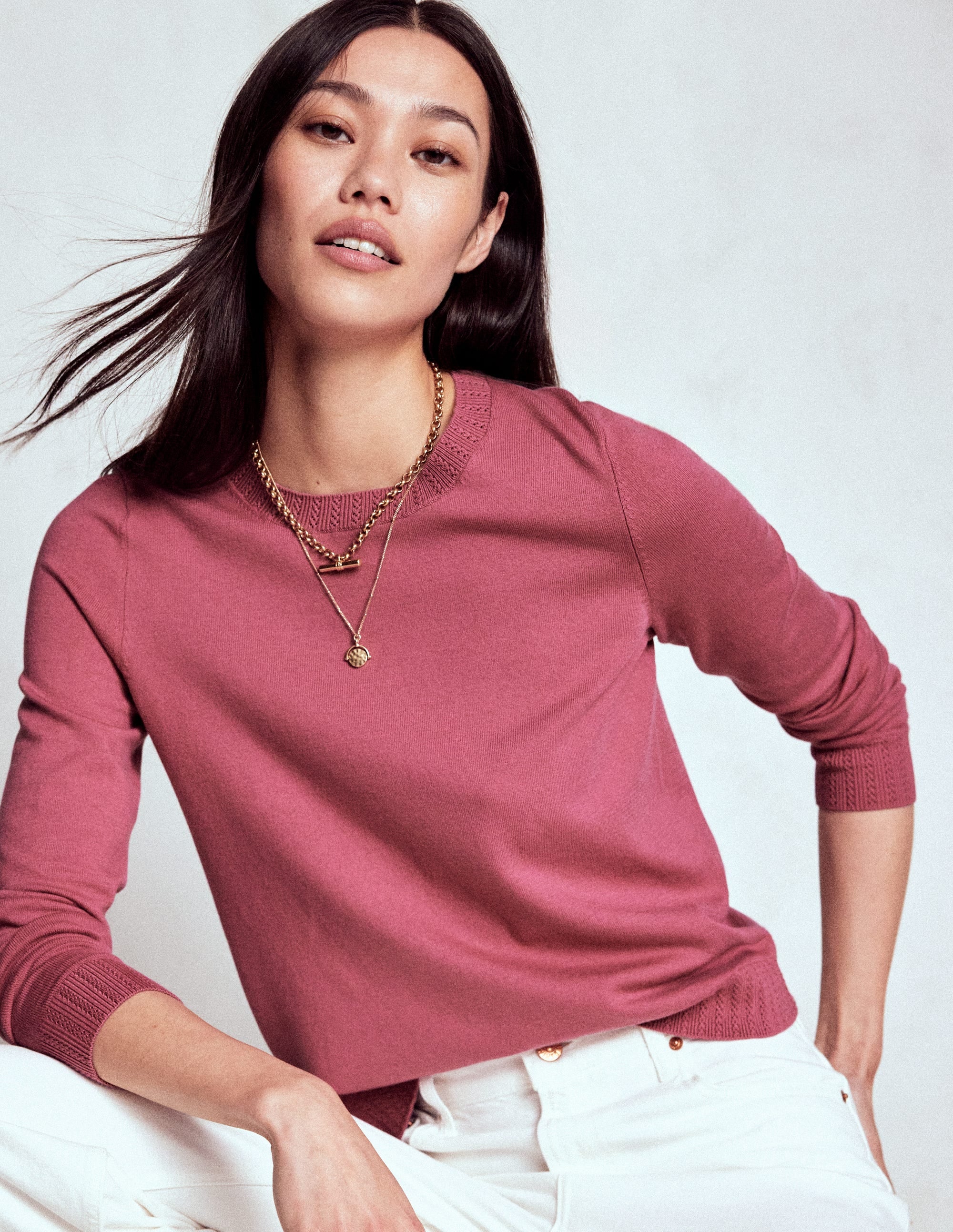 Emilia Baumwollpullover mit Rundhalsausschnitt-Rosa Heide - Image 1
