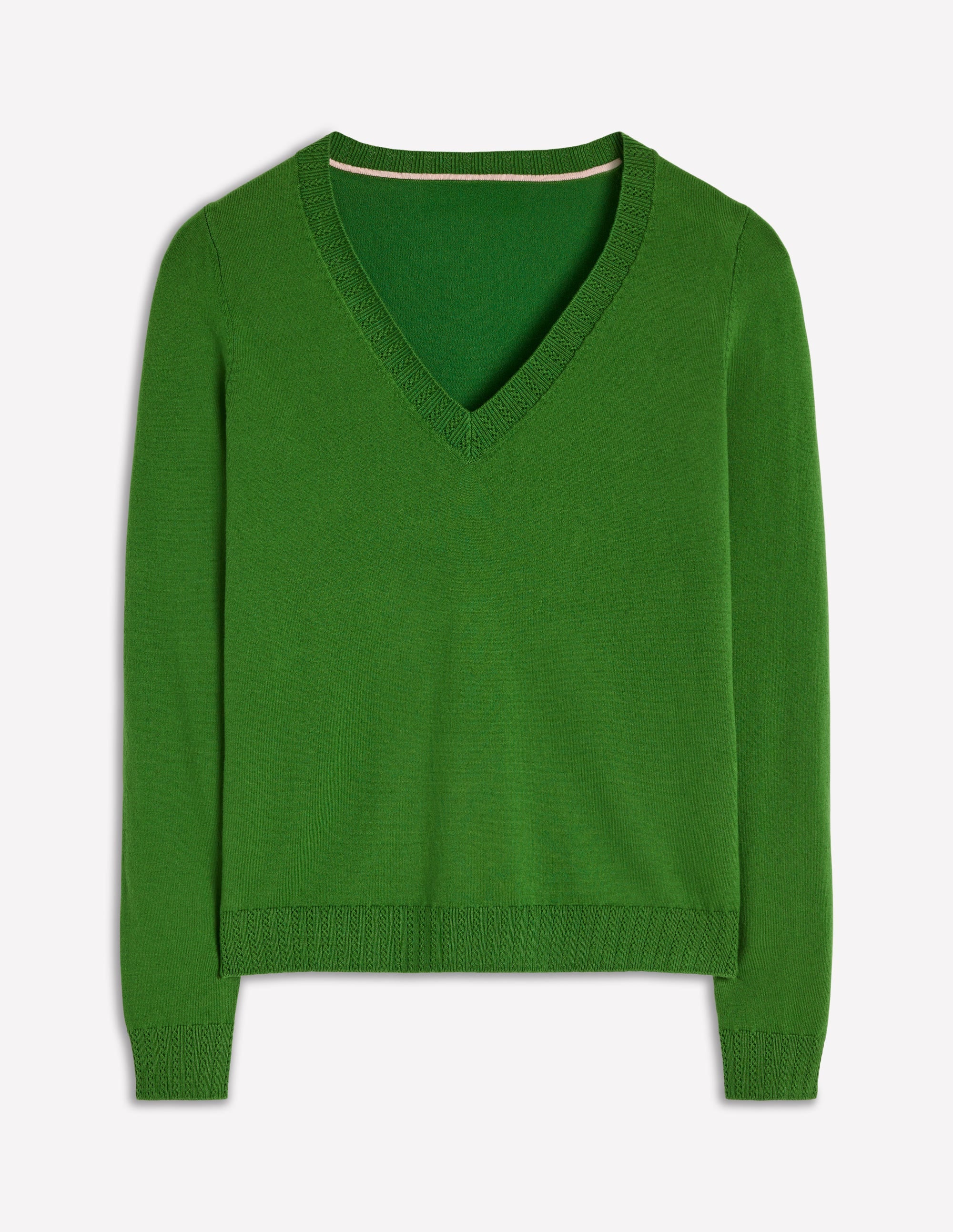 Emilia Baumwollpullover mit V-Ausschnitt-Promenadengrün - Image 6
