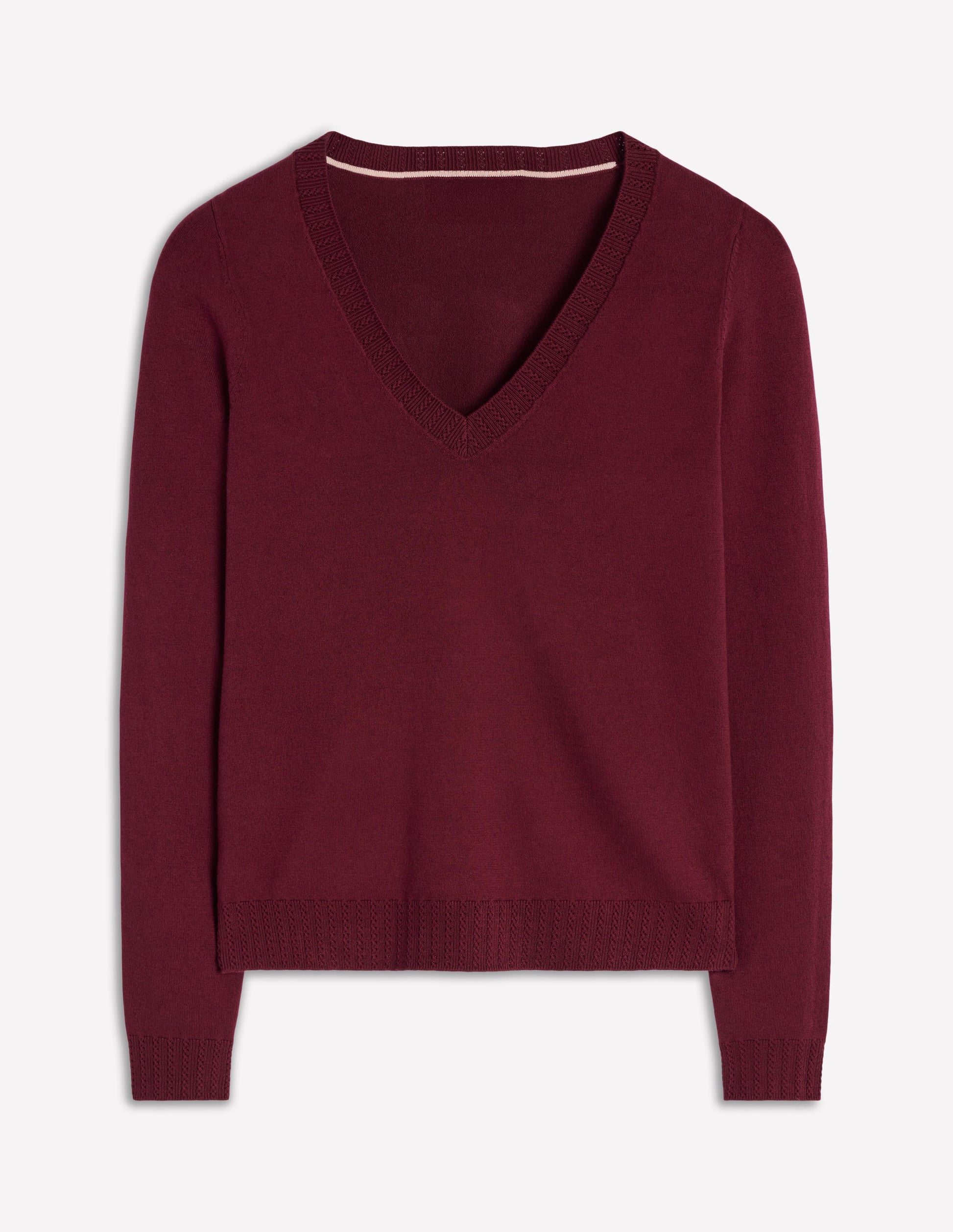 Emilia Baumwollpullover mit V-Ausschnitt-Dunkelviolett-7