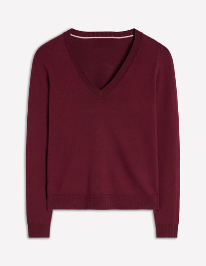 Emilia Baumwollpullover mit V-Ausschnitt-Dunkelviolett-7
