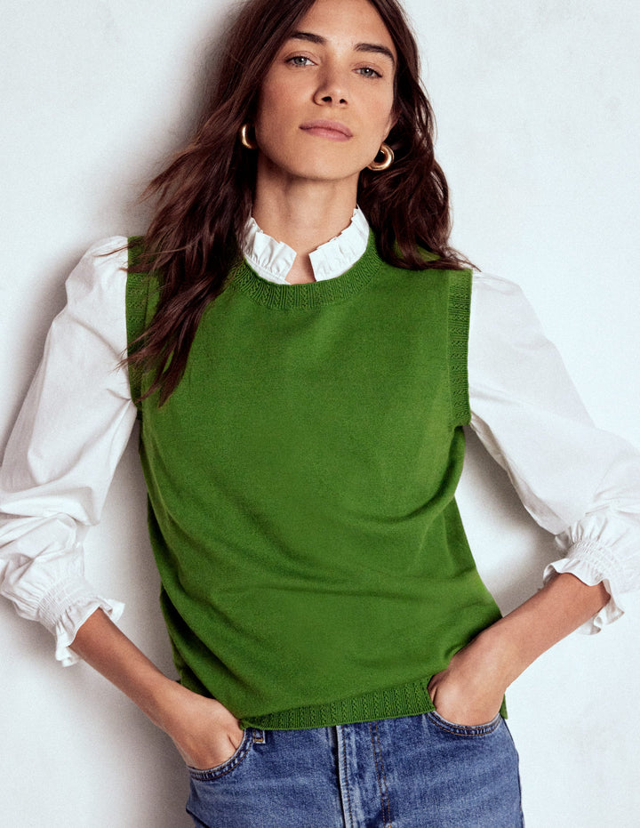 Emilia Cotton Crew Neck Tank-Promenade Green