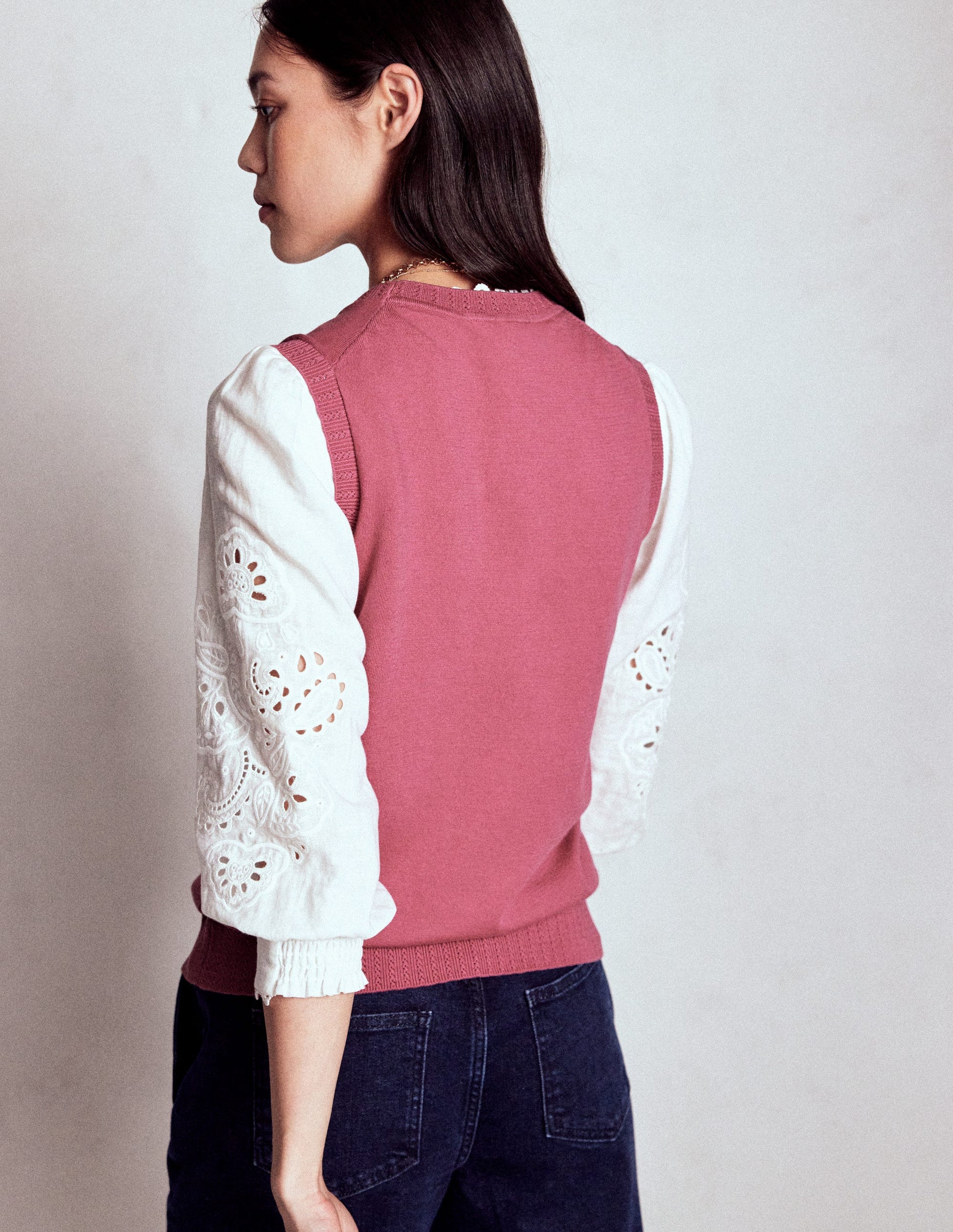 Emilia Pullunder aus Baumwolle mit Rundhalsausschnitt-Rosa Heide-4