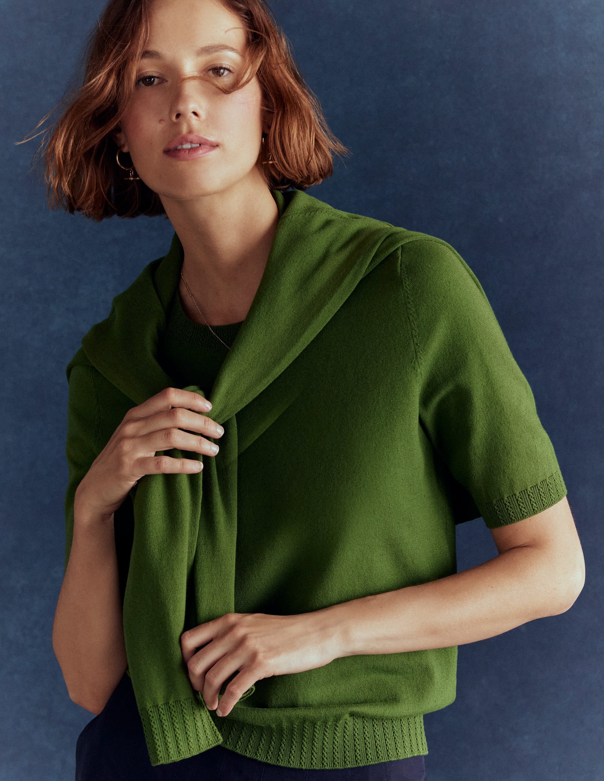 T-shirt col rond Emilia en coton-Vert promenade - Image 6