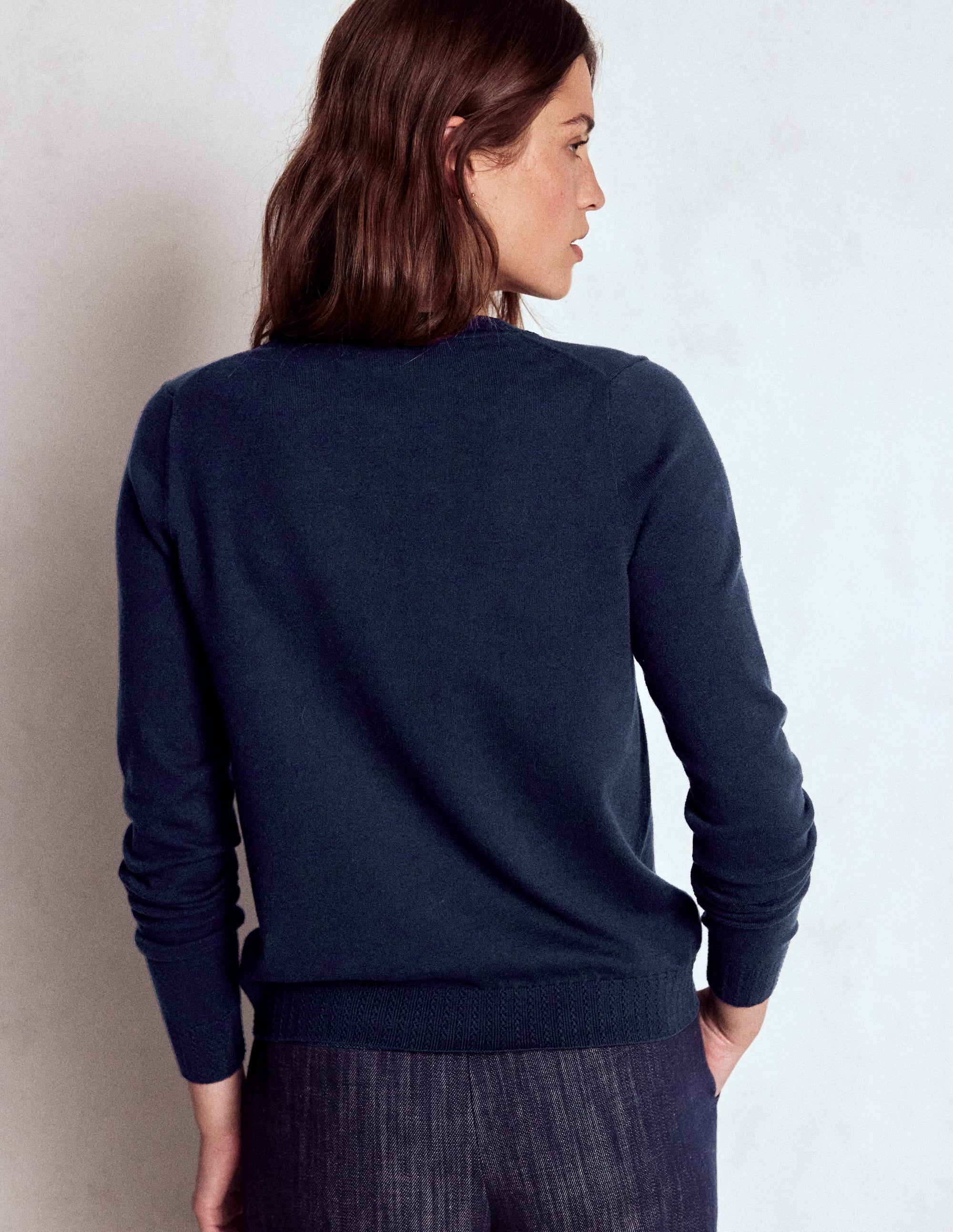 Emilia Baumwollstrickjacke mit Rundhalsausschnitt-Marineblaue - Image 3
