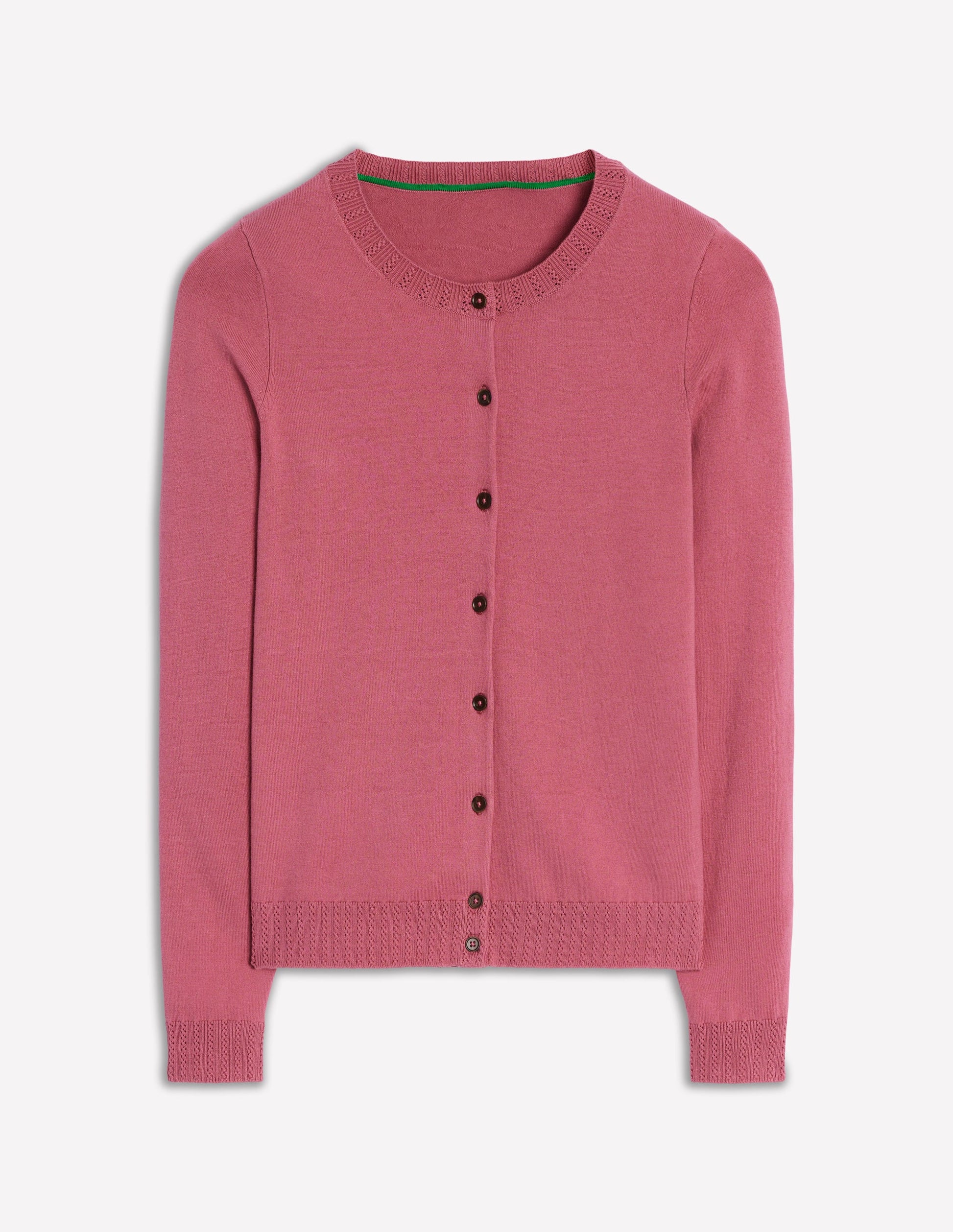 Emilia Baumwollstrickjacke mit Rundhalsausschnitt-Rosa Heide-6