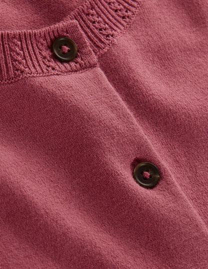 Emilia Baumwollstrickjacke mit Rundhalsausschnitt-Rosa Heide-7