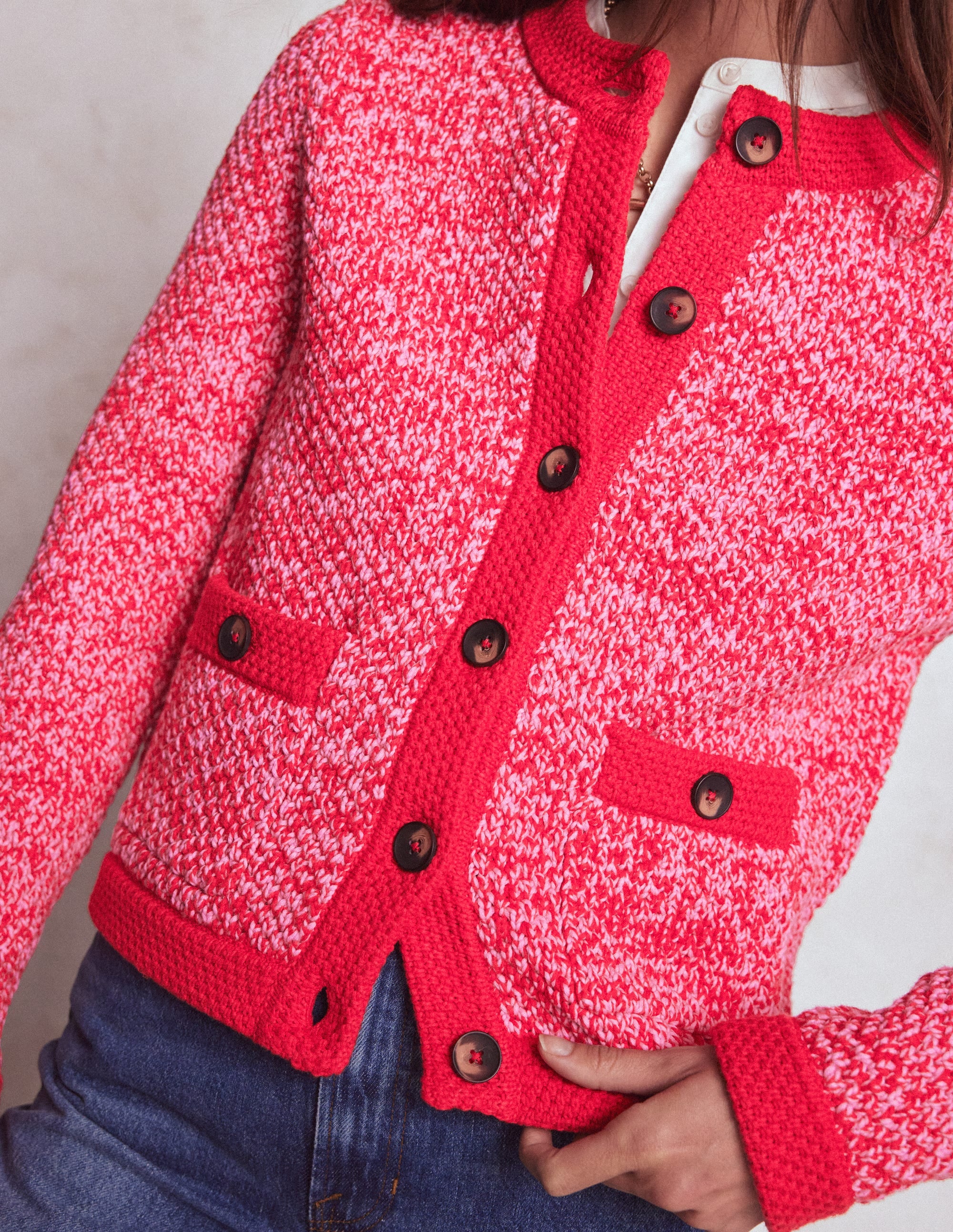 Veste Libby en maille-Ruban rose/rouge coquelicot - Image 2