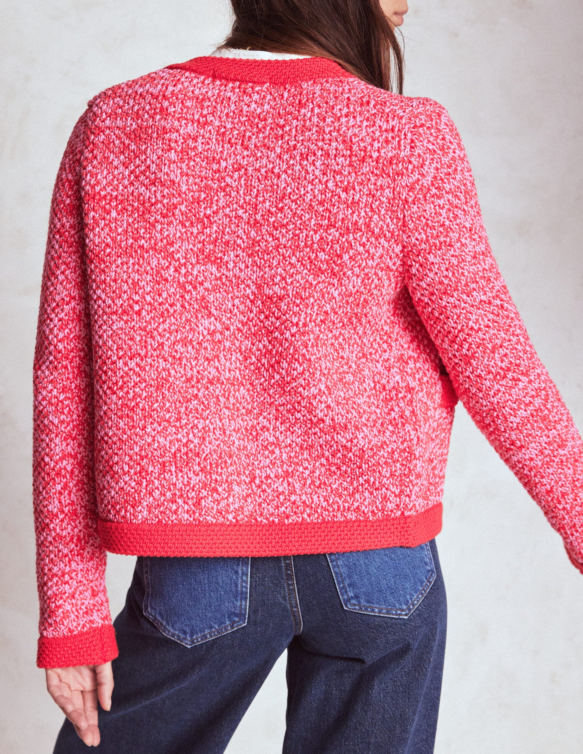 Libby Strickjacke-Rosa Schleife/Mohnblumenrot-4