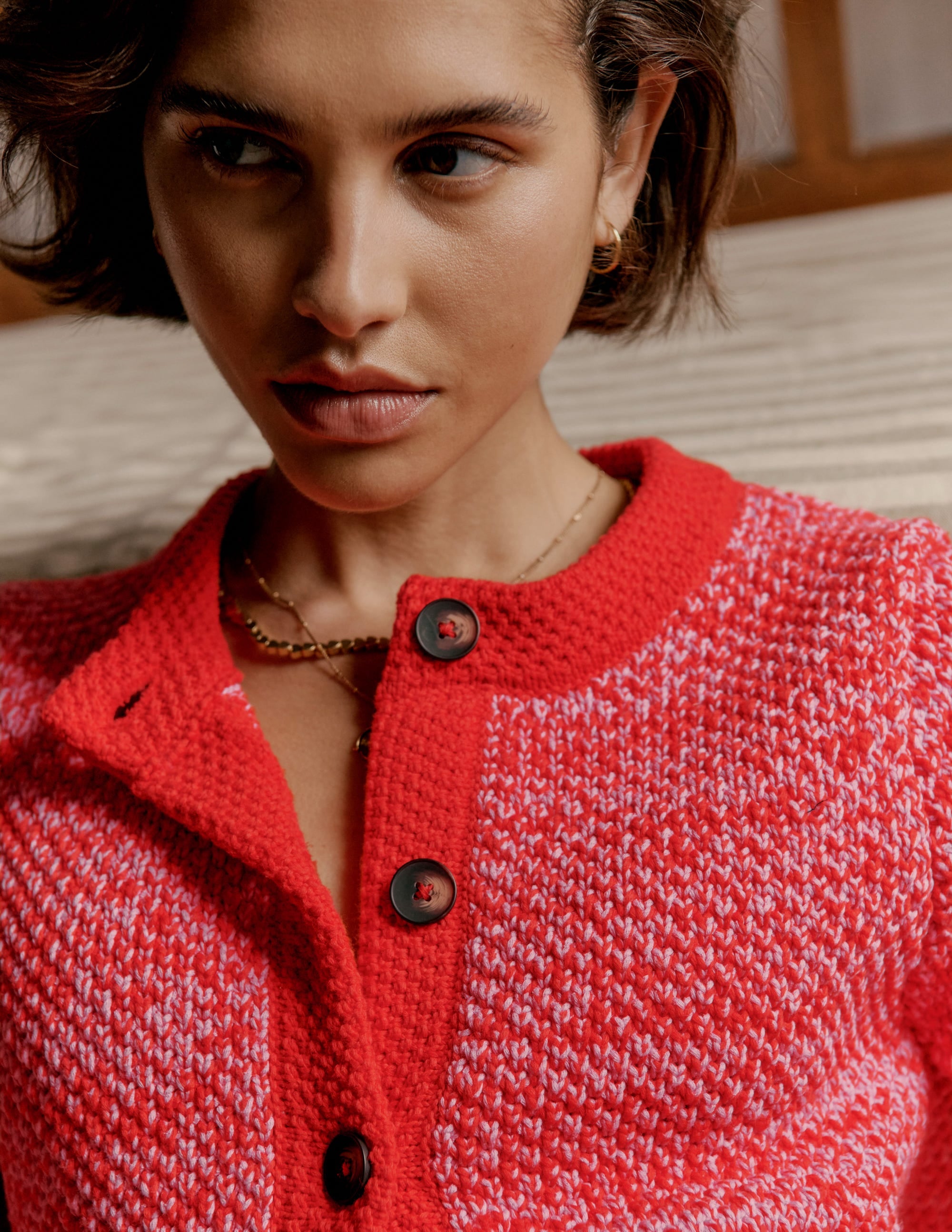 Veste Libby en maille-Ruban rose/rouge coquelicot - Image 6