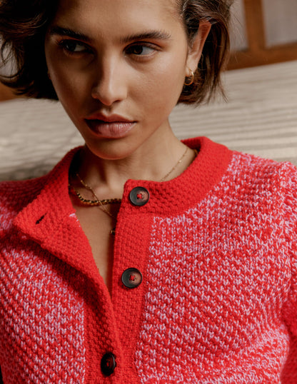 Libby Strickjacke-Rosa Schleife/Mohnblumenrot-2