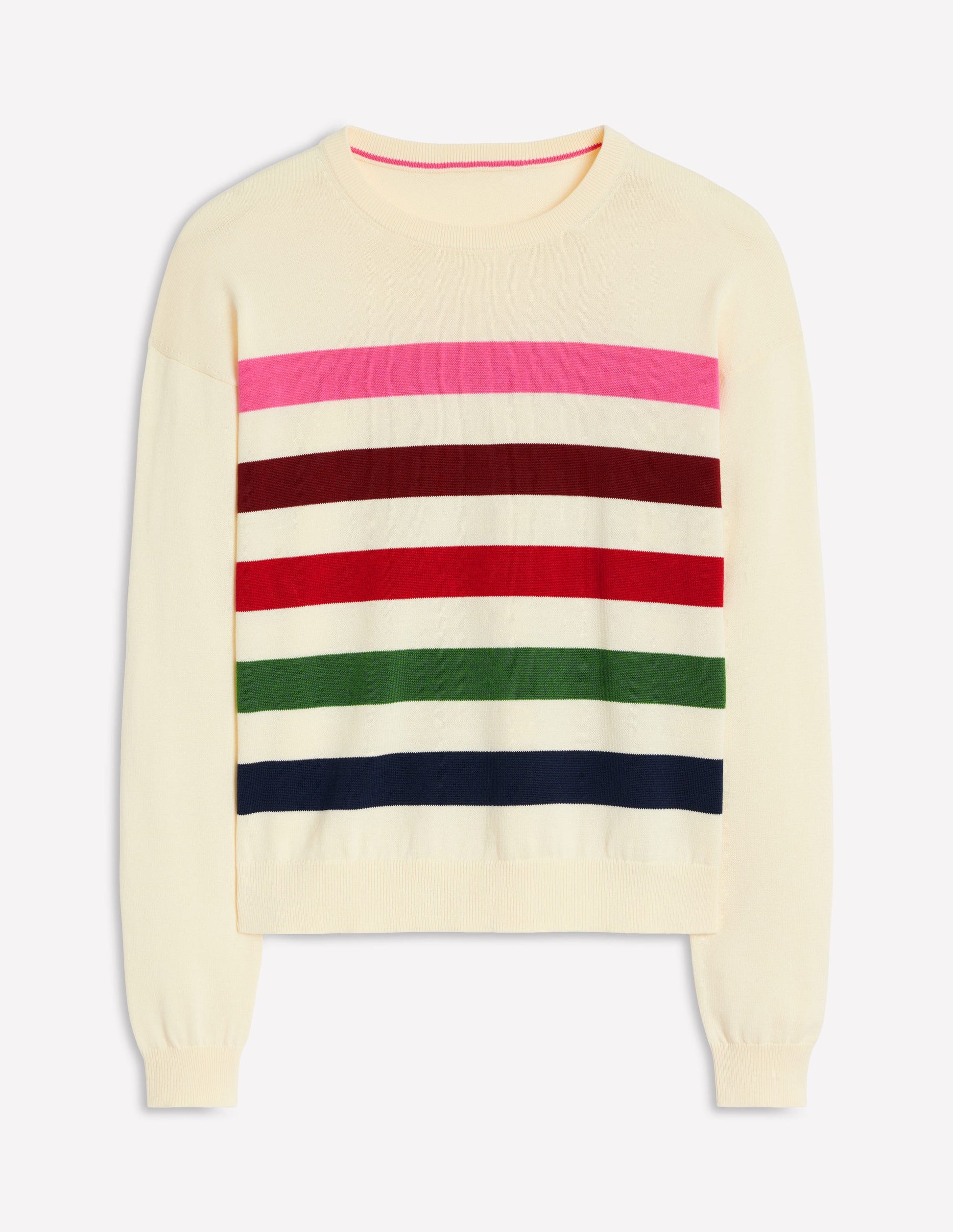Lara Lockerer Baumwollpullover-Naturweiß, Bunt Streifen-6