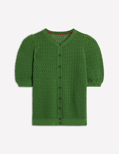 Gepunktete Pointelle-Strickjacke-Leguangrün-6