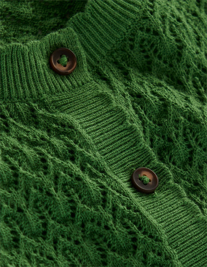 Gepunktete Pointelle-Strickjacke-Leguangrün-7