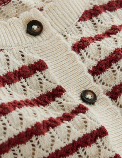 Dot Pointelle Cardigan-Warm Ivory/ Red-8