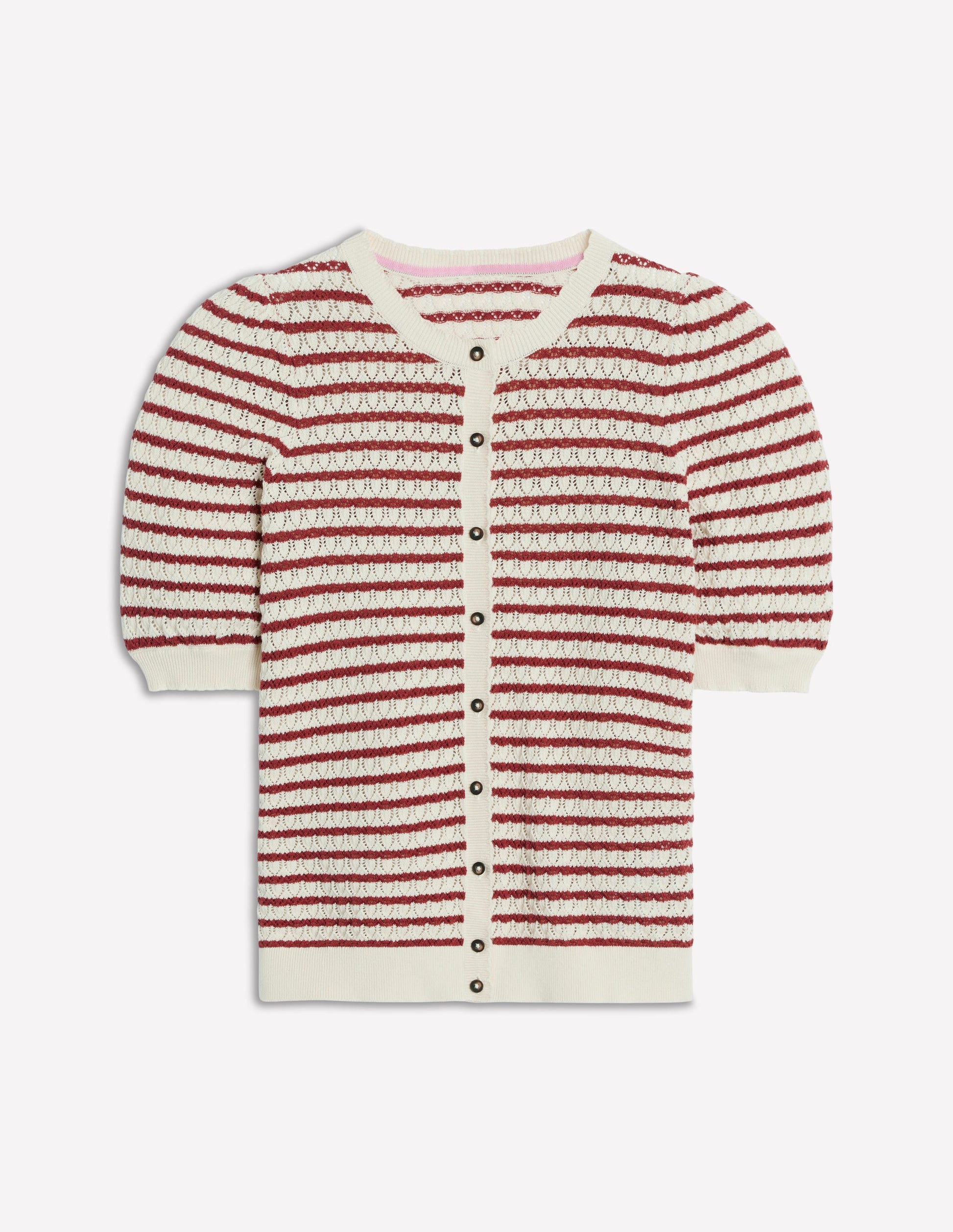 Dot Pointelle Cardigan-Warm Ivory/ Red-7