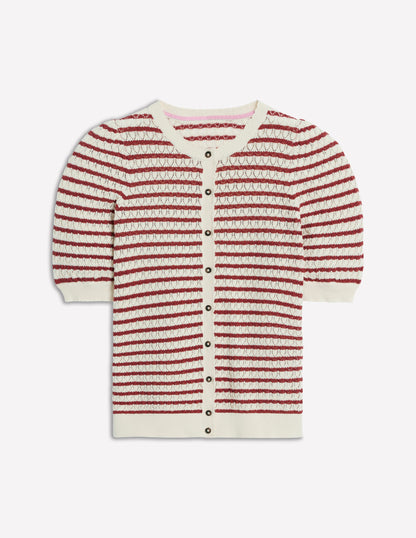 Dot Pointelle Cardigan-Warm Ivory/ Red-7