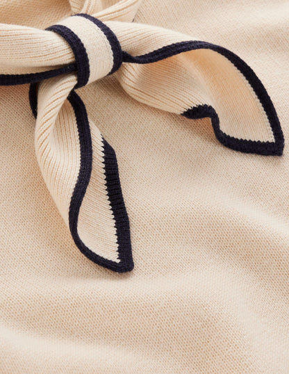 Strickpullover mit Schleife-Warmes Naturweiß-7