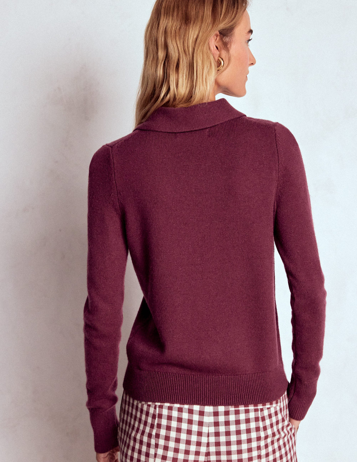 Strickpullover mit Schleife-Dunkelviolett - Image 3