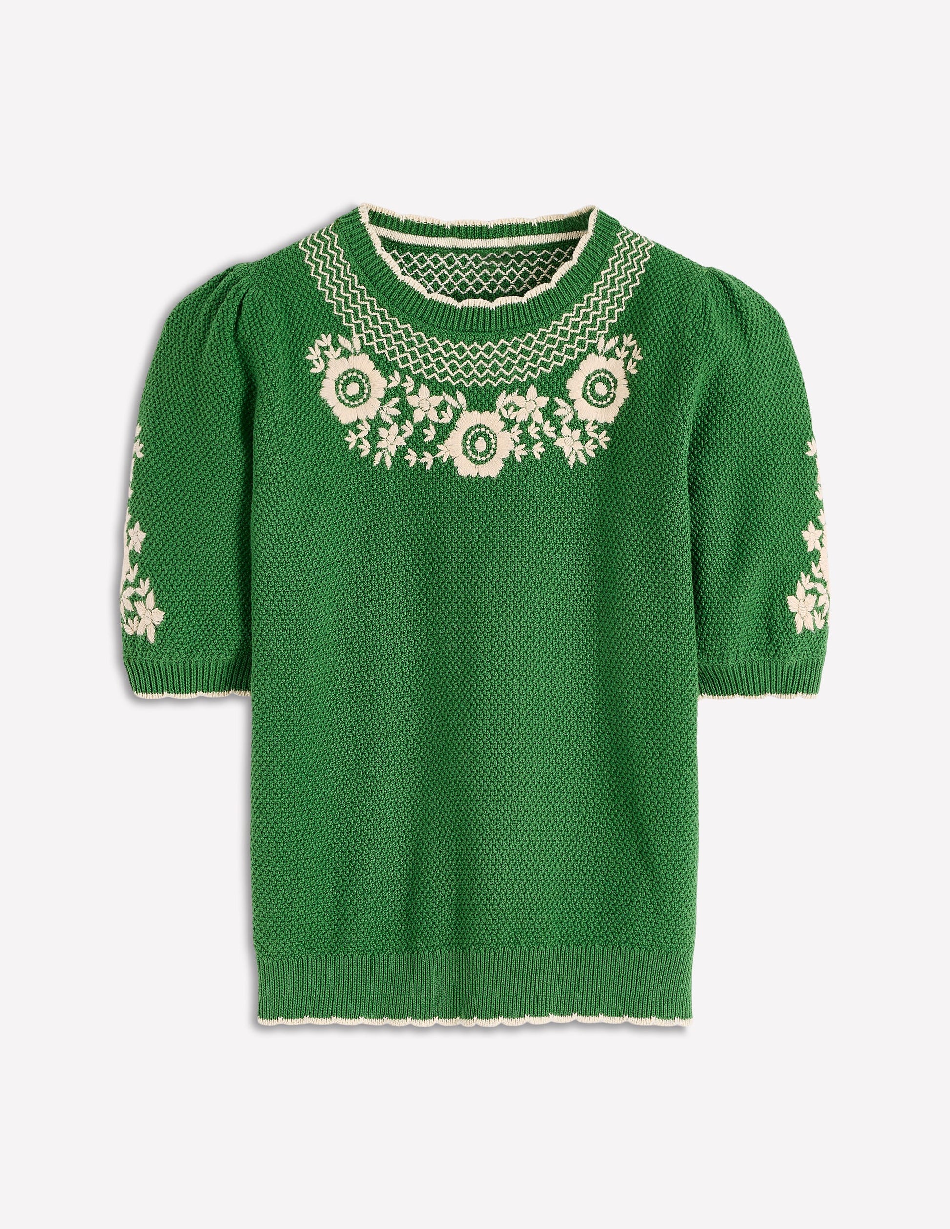 T-Shirt mit Puffärmeln und Stickerei-Paradiesgrün-5