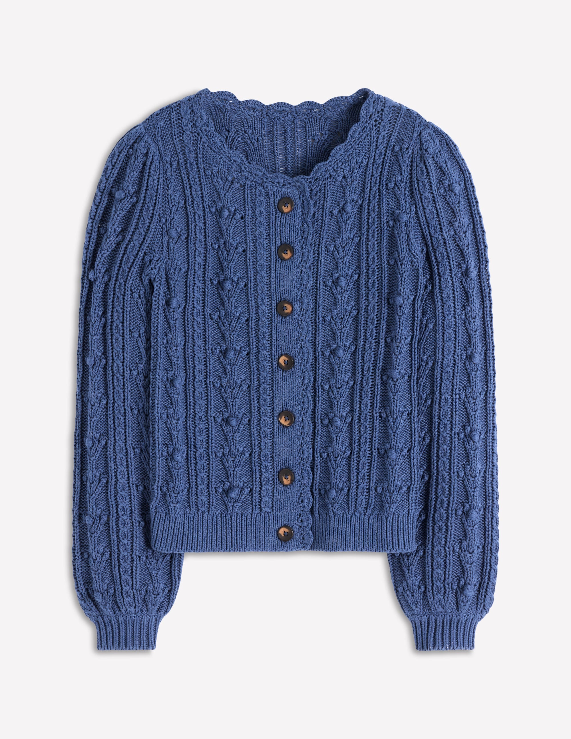 Texturierte Strickjacke aus Baumwolle-Denim-Blau - Image 5