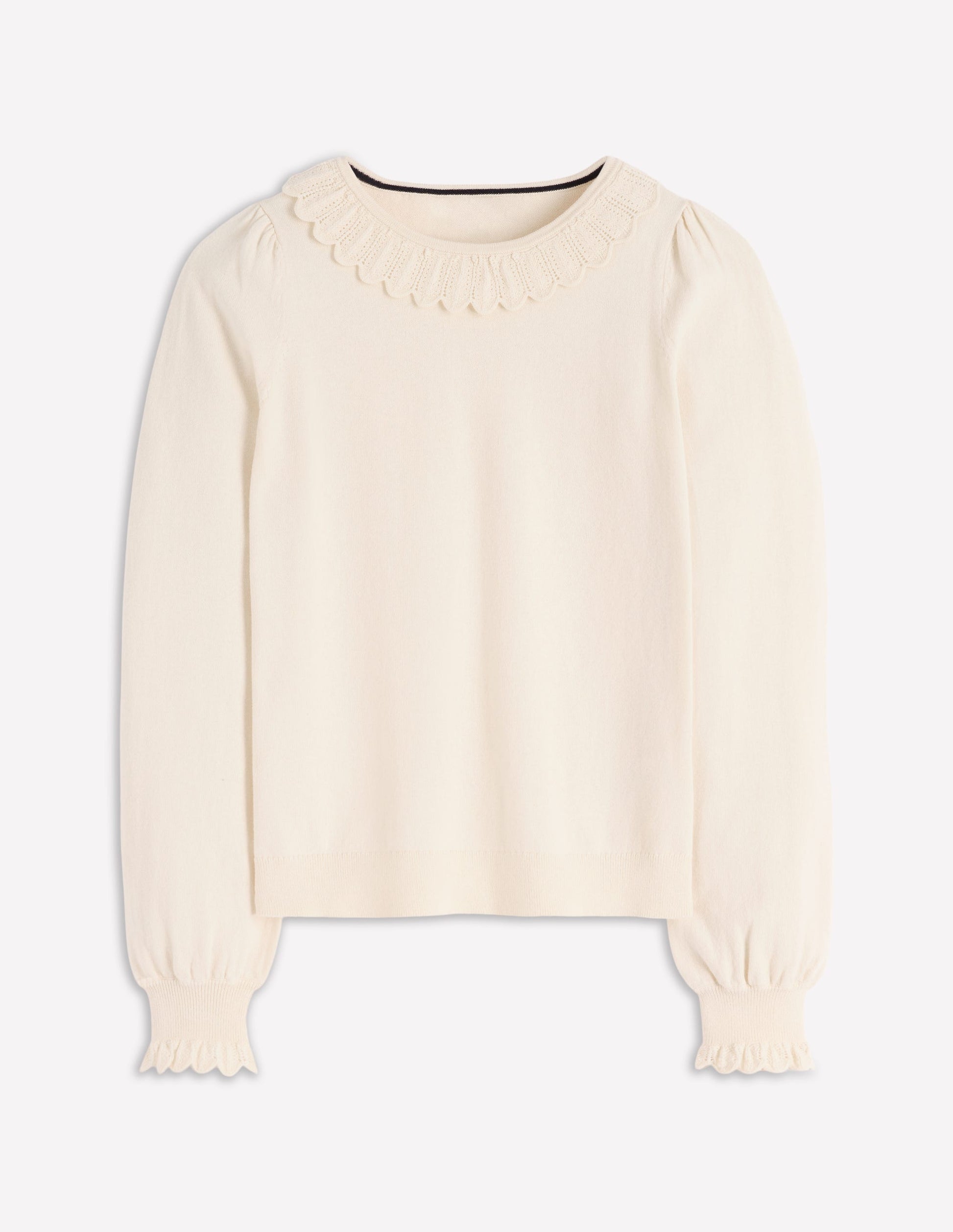 Melina Baumwollpullover mit Rüschen-Warmes Naturweiß-5