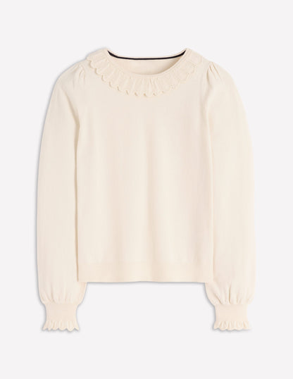 Melina Baumwollpullover mit Rüschen-Warmes Naturweiß-5