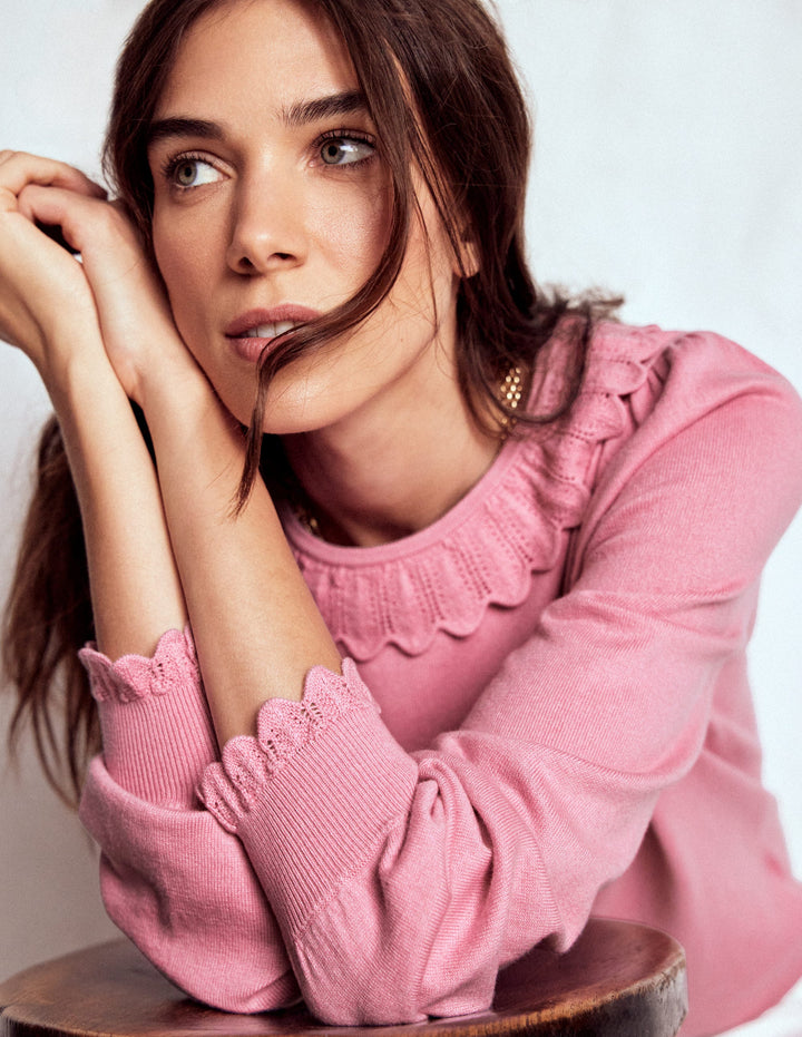 Melina Baumwollpullover mit Rüschen-Kirschblütenrosa