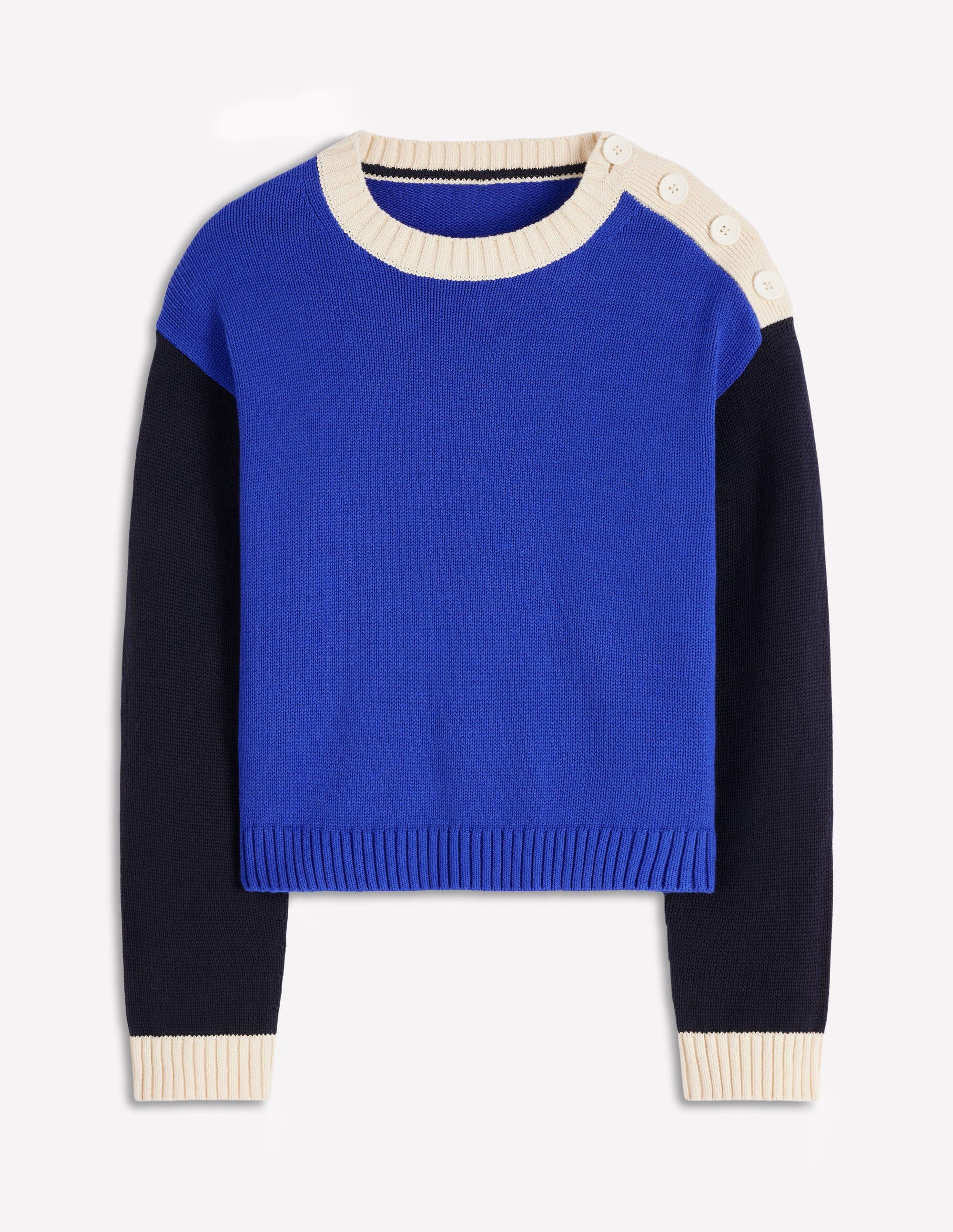 Jemma Breiter Baumwollpullover-Leuchtendes Blau - Image 7