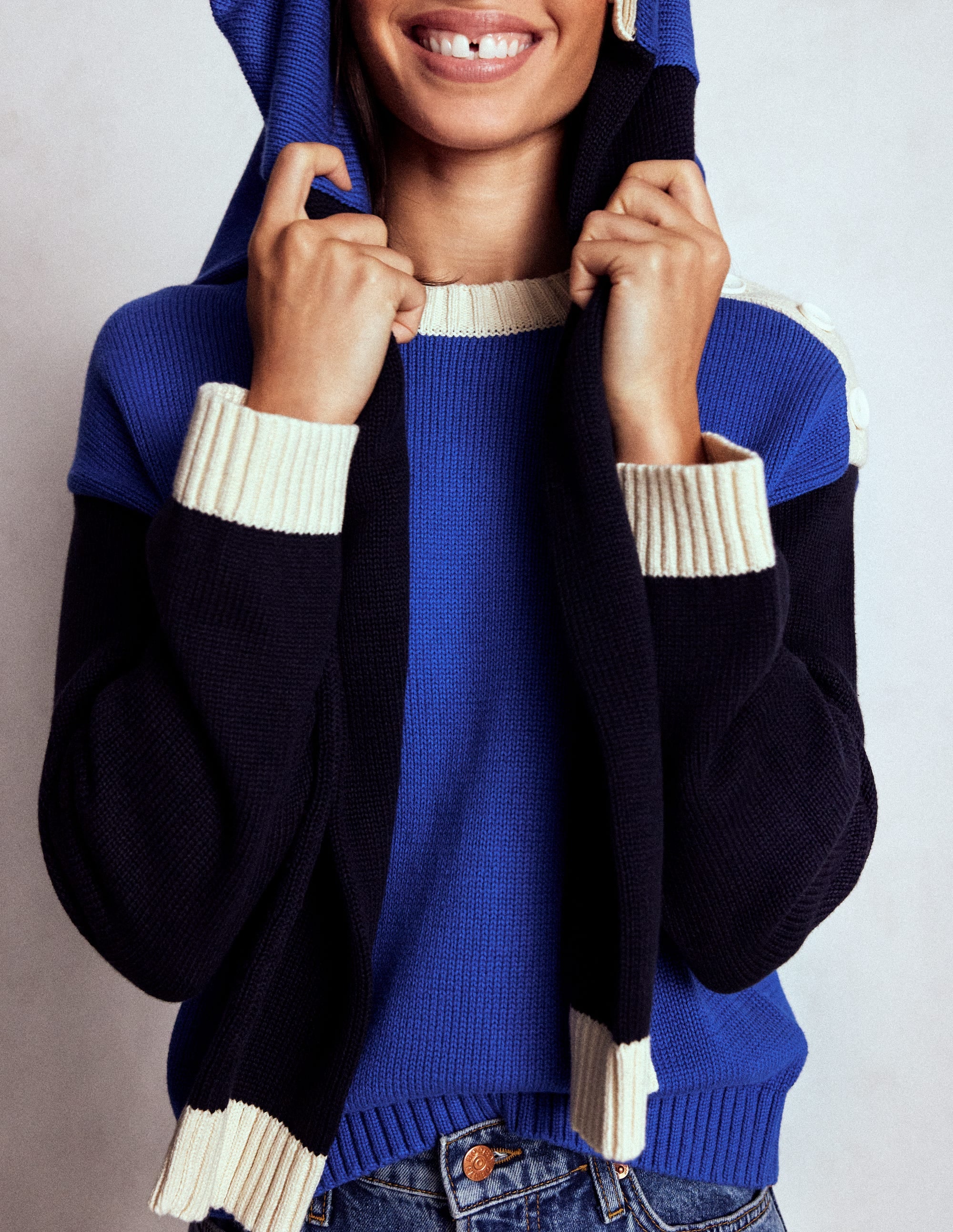 Jemma Breiter Baumwollpullover-Leuchtendes Blau - Image 2
