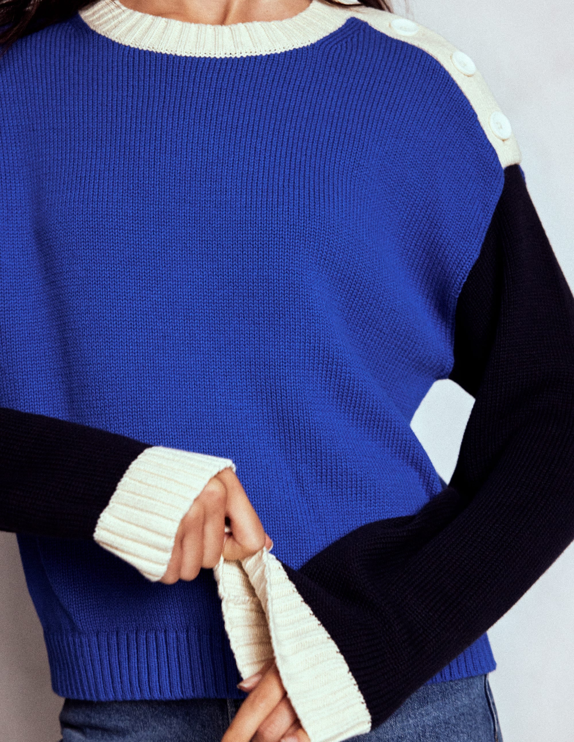 Jemma Breiter Baumwollpullover-Leuchtendes Blau - Image 3