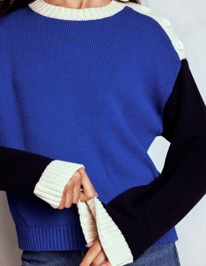 Pull Jemma en coton épais-Bleu vif-3