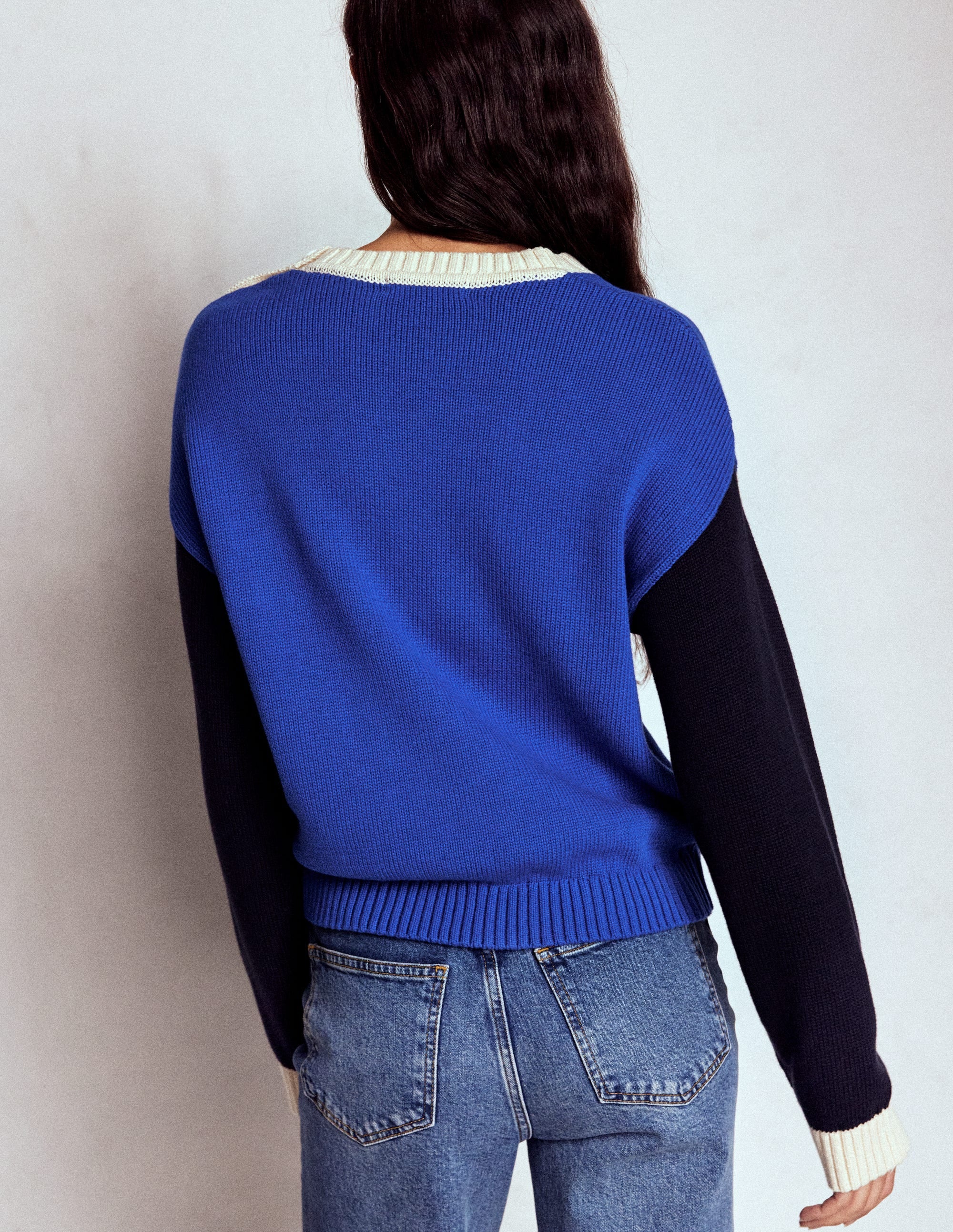 Jemma Breiter Baumwollpullover-Leuchtendes Blau - Image 4