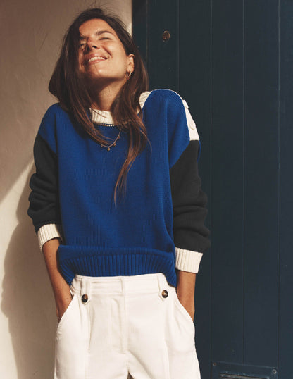 Pull Jemma en coton épais-Bleu vif-1